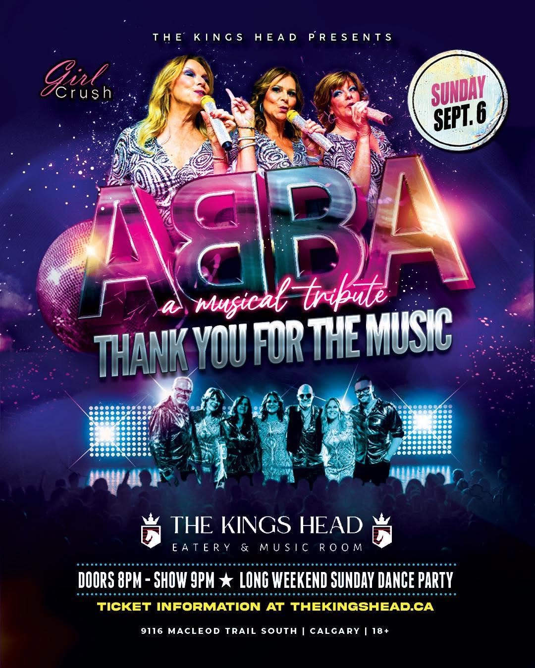 ABBA Tribute Show - September 6 at The Kings Head